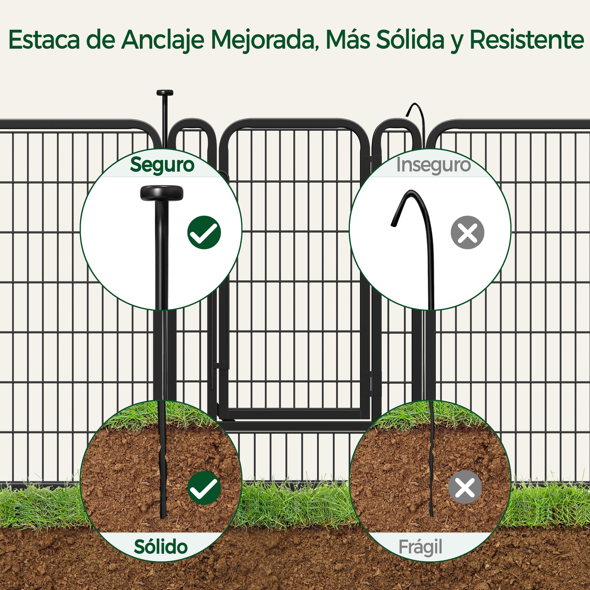 Yaheetech Parque para Perros 8 Paneles de 100 cm de Altura Barras de Conexión con Cabeza Redonda con un Único Pestillo Integrado Corralito para Perros Plegable para Casa y Jardín