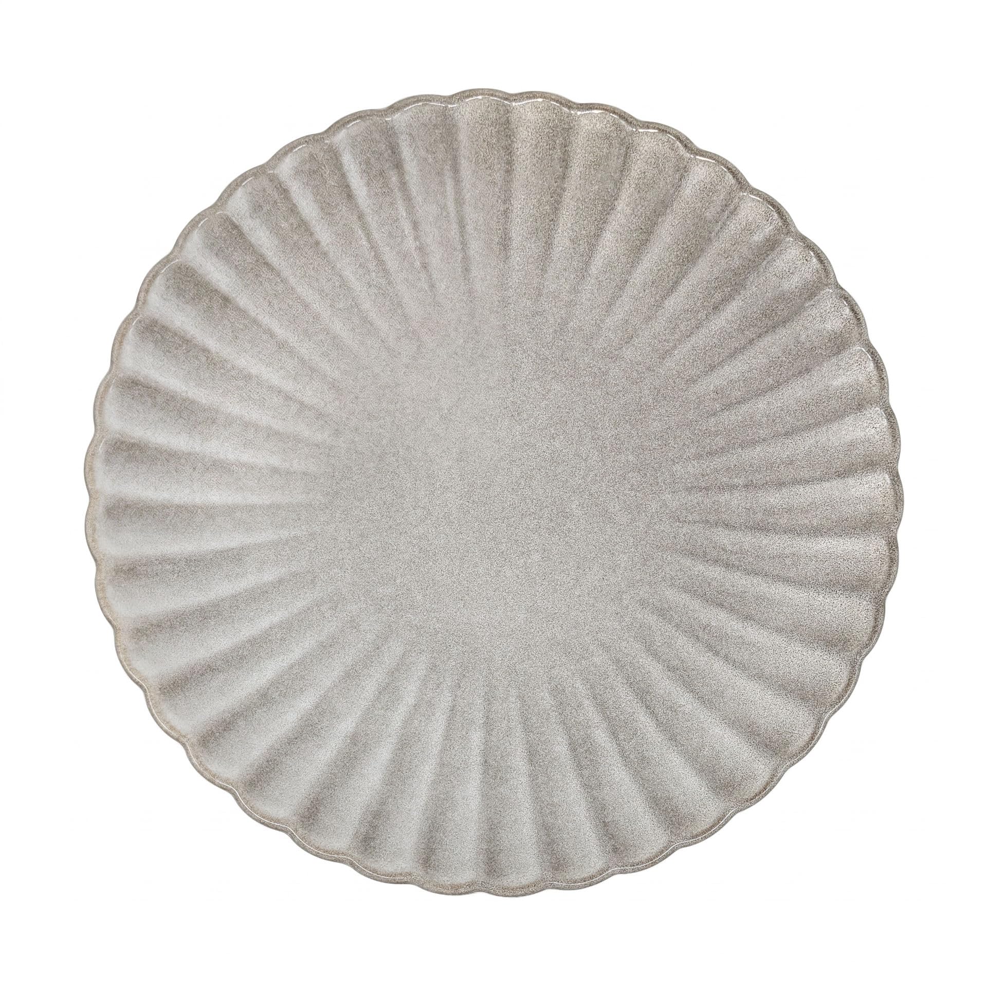 La Mediterránea - Plato de cerámica (25 cm, 6 piezas) | Forma de concha y relieve trabajado