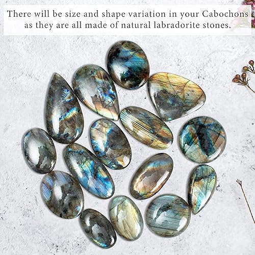 Miniatura 4 de Cabujón de labradorita de más de 250 quilates, piedras preciosas naturales, cabujones surtidos de piedras para bricolaje, fabricación de joyas,