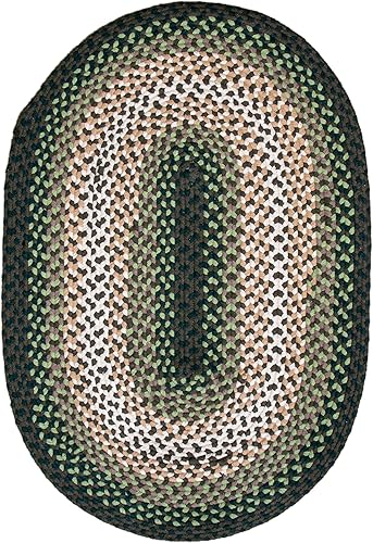 Miniatura 8 de Super Area Rugs Alfombra trenzada ovalada grande de 7 x 9 pulgadas, color verde y marfil, para dormitorios y salas de estar estilo rústico