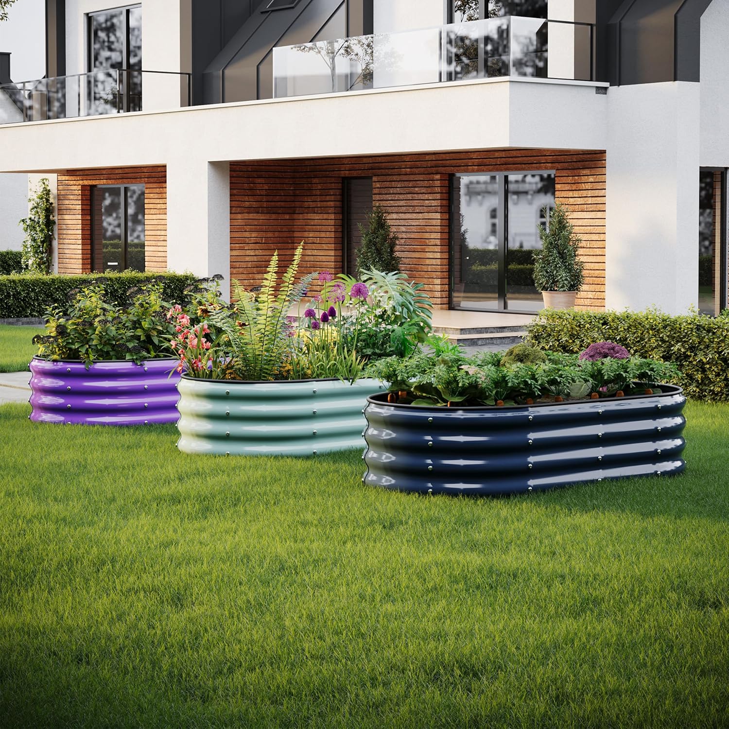 ZFHgarden Metal Planter Garden Flower Bed Raised Beds for Gardening Galvanized 4x2x1ft Galvanized Garden Bed