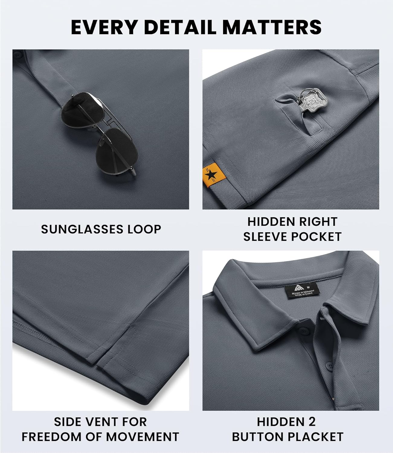 V VALANCH Mens Polo Shirts Short Sleeve Moisture Wicking Golf Polo Athletic Collared Shirt Tennis T-Shirt Tops - Image 4