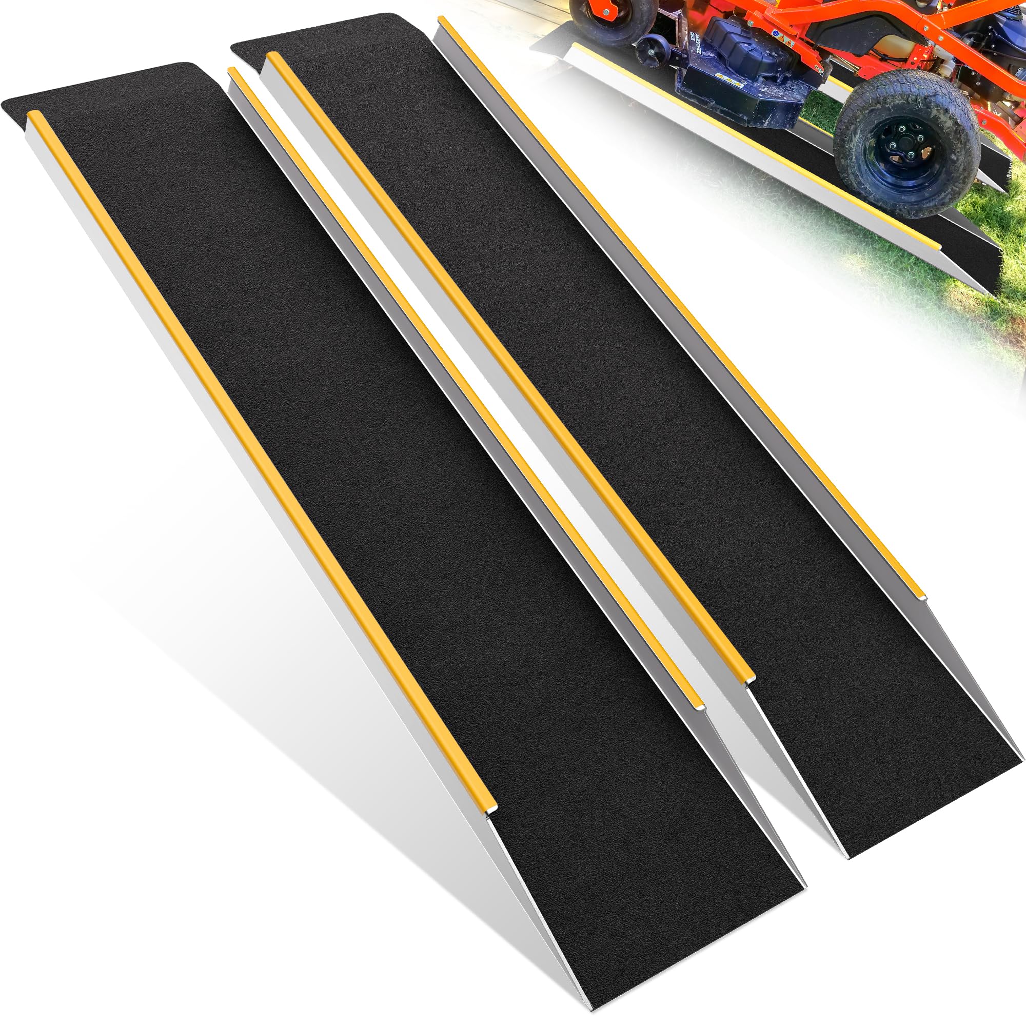 VNN 48" Aluminum Shed Ramps 2PCS - 4' Long Loading Ramp for Lawn Mower, 9.8" Wide Ramps for Shed, 1200 lbs Capacity Trailer Ramp for Motorcycle, E-Bike, Dirt Bike, Scooter, Bicycle