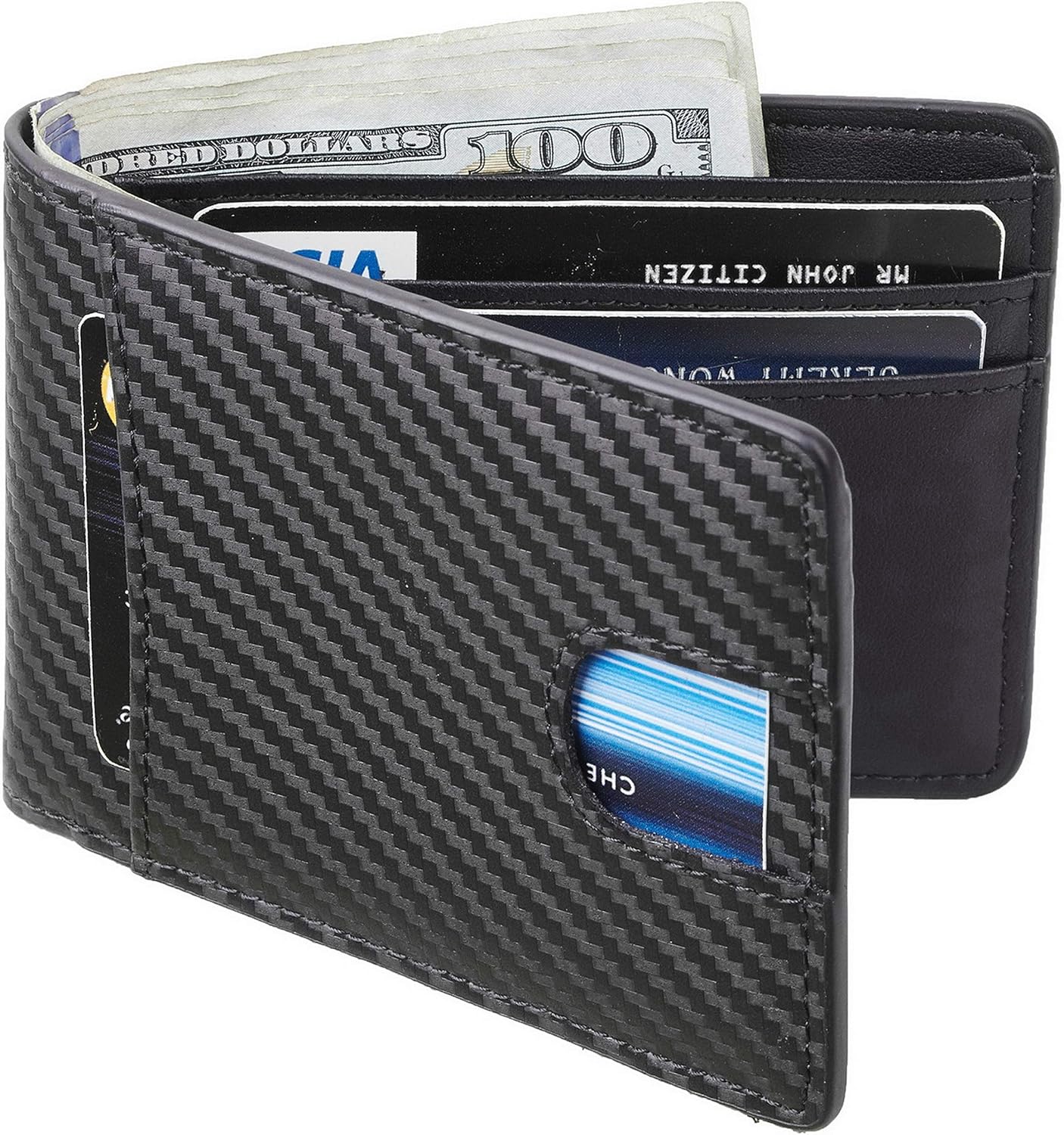 Casmonal Mens Leather Wallet Slim Front Pocket Wallet Billfold RFID ...