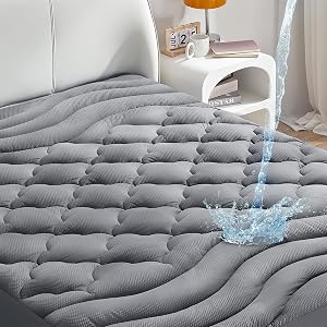Sonive Waterproof Mattress Protector Queen Mattress Topper with Deep Pocket up to 21 Microfiber Fitted Mattress Pad Waterproof