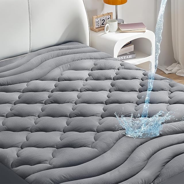 Sonive Waterproof Mattress Protector Queen Mattress Topper with Deep Pocket up to 21 Microfiber Fitted Mattress Pad Waterproof