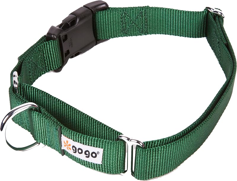 Coleira Martingale para Cães GOGO em Nylon com Fivela de Engate Rápido, Verde Hunter, Grande