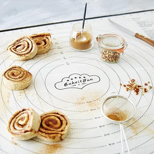 Miniatura 3 de Round Pastry Mat, 17 34 Diameter, Dual Measuring Guides, Non-Slip Silicone Baking Mat - LFGB Compliant and BPA-Free - Yellow