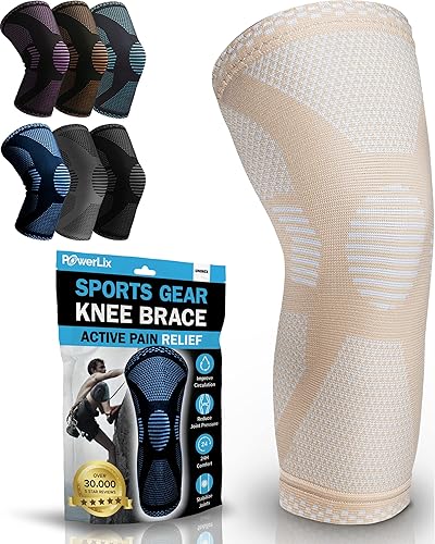 Vista 74 de POWERLIX Rodillera de compresión (par) – La mejor rodillera para el dolor de rodilla para hombres y mujeres – Soporte de rodilla para correr