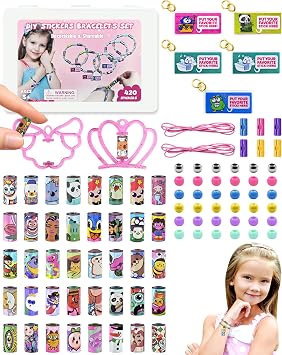 Sticky Rolls Bracelet Making Kit for Kids, 420 Reusable Stickers with 42 Sticker Rolls, Wearable & Shareable DIY Bracelet Craft Set, Classroom Party Activity Gift for Ages 512