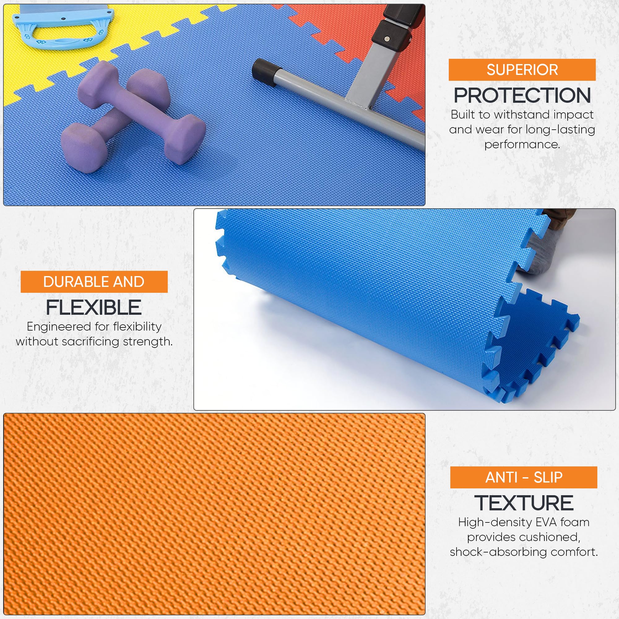FB FunkyBuys Kids Floor Mat 20pc Exercise Mat Solid Foam EVA Playmat Kids (Multi-Color, 20 Piece), Multicolor, 20 pcs - Image 5