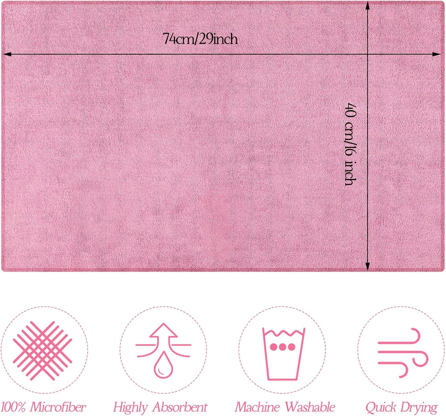 Shimeyao 40 Pack Bleach Proof Towels Microfiber Absorbent Resistant Hair Hand Towels Bulk Quick Dry for Barber Gym Bath Spa Shaving (Pink,16 x 29 Inch) - Image 2