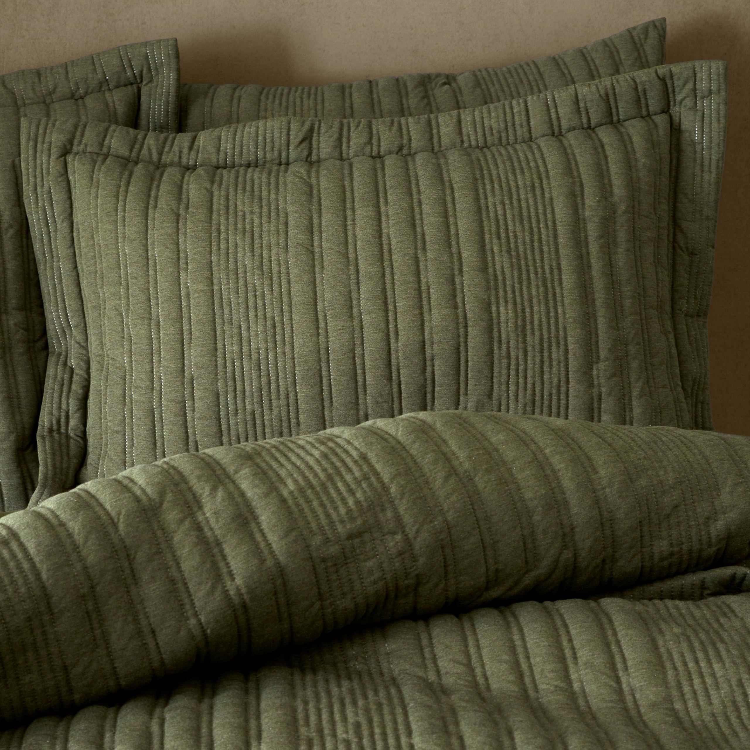 Pineapple Elephant Tamba Jersey Stripe Quilted Oxford Pillowcase Pair Olive Green