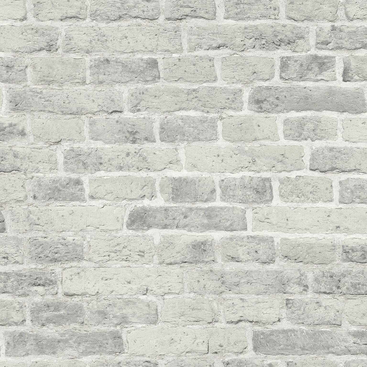 New Realistic 3D Vintage Brick Effect Rustic Stone Grey Textured Wallpaper (White AL1036)