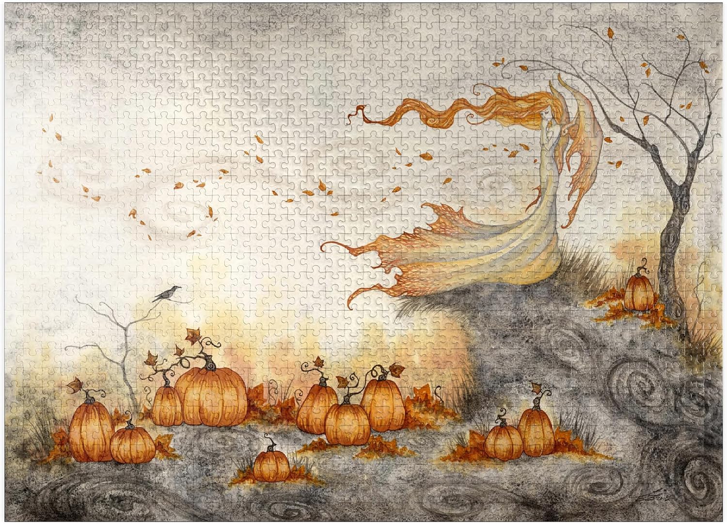 MyPuzzle Whispers in The Pumpkin Patch Fairy - Amy Brown - Premium 1000 Piece Jigsaw Puzzle for Adults