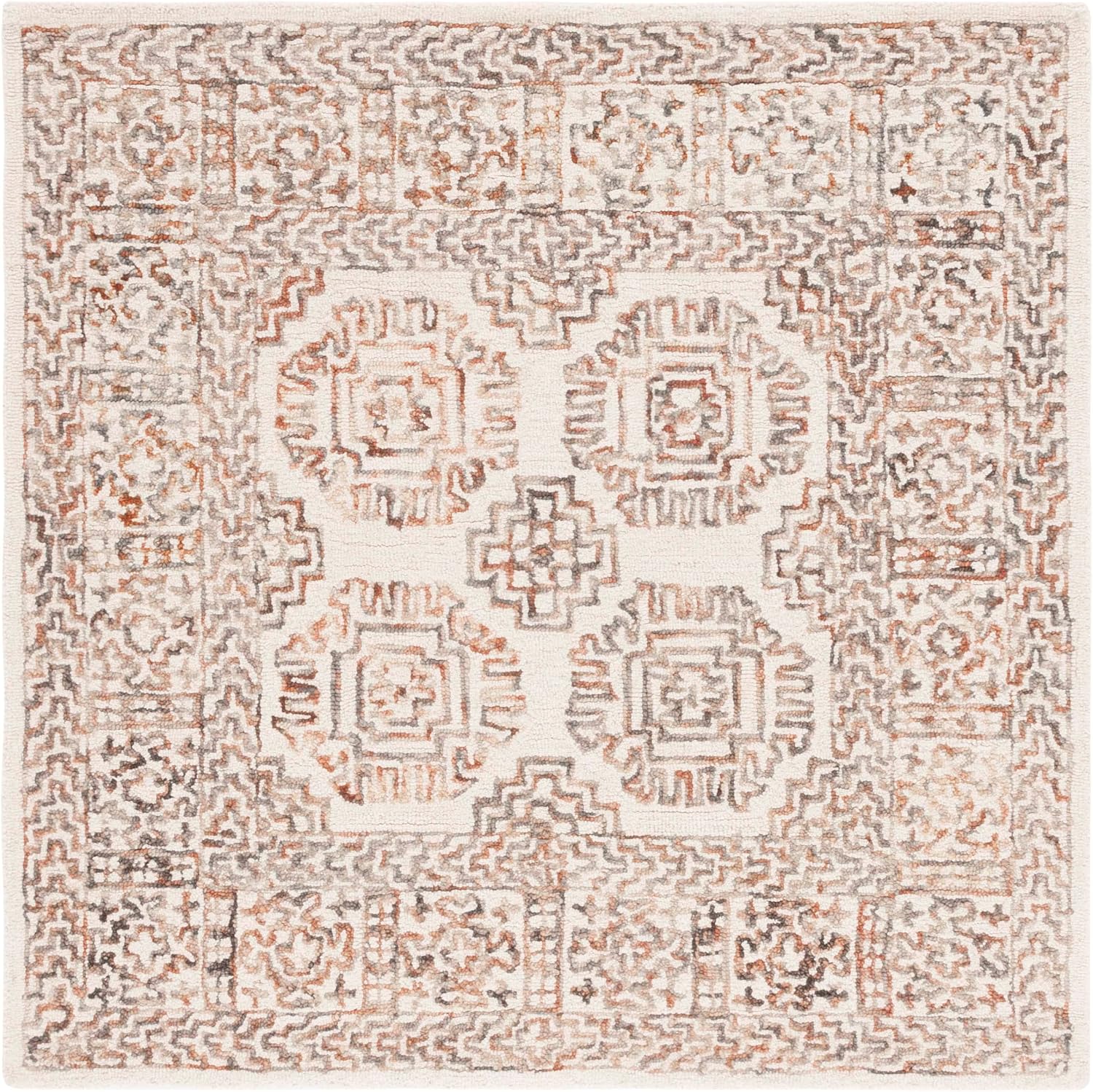 SAFAVIEH Aspen Collection Area Rug - 5' Square, Ivory & Sage, Handmade Tassel Wool, Ideal for High Traffic Areas in Living Room, Bedroom (APN132A)