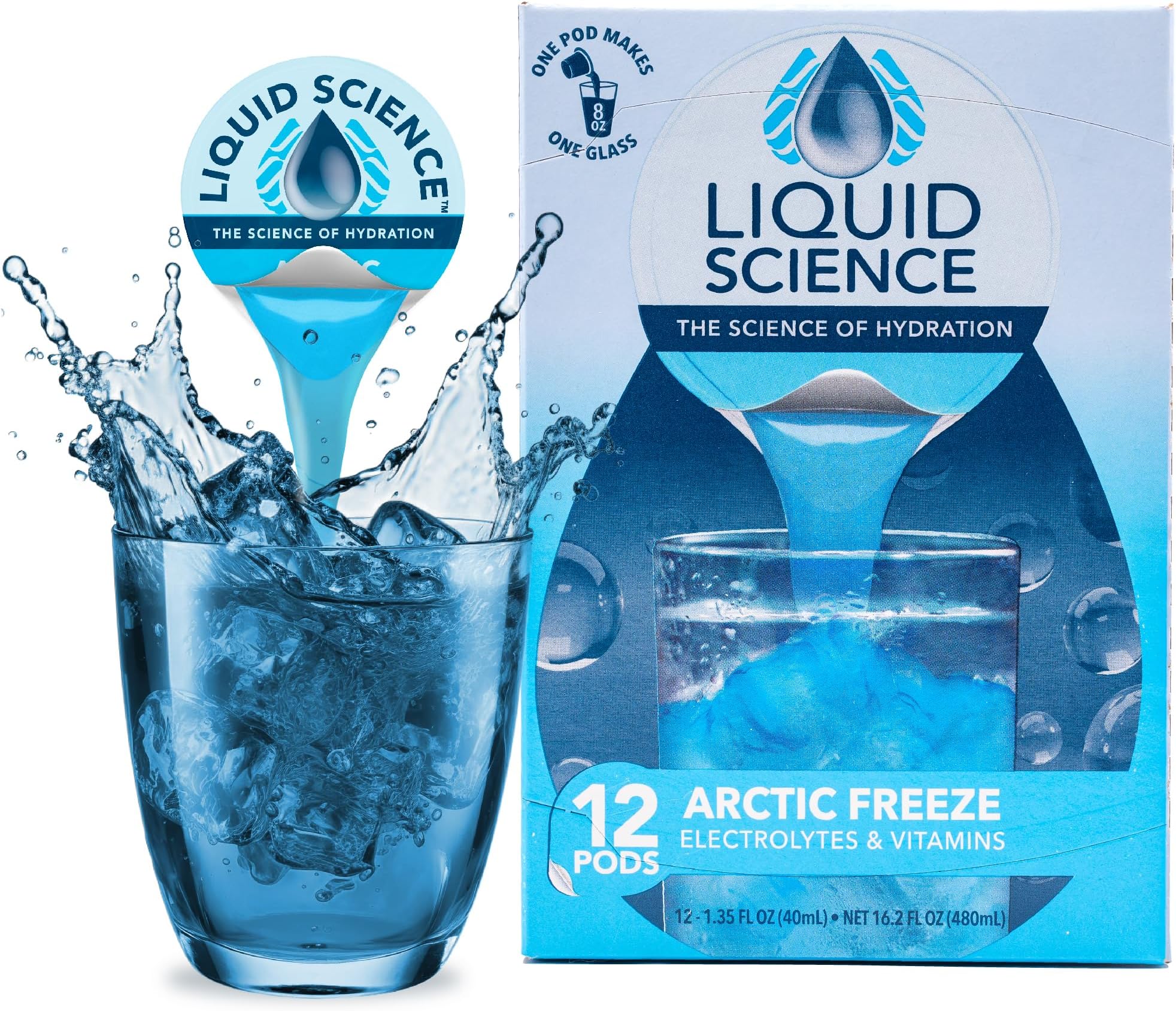 - Liquid Science Arctic Freeze Single Serve Hydration Pods - Peel and Pour - Cool Blue Raspberry Hydration - Pack of 12
