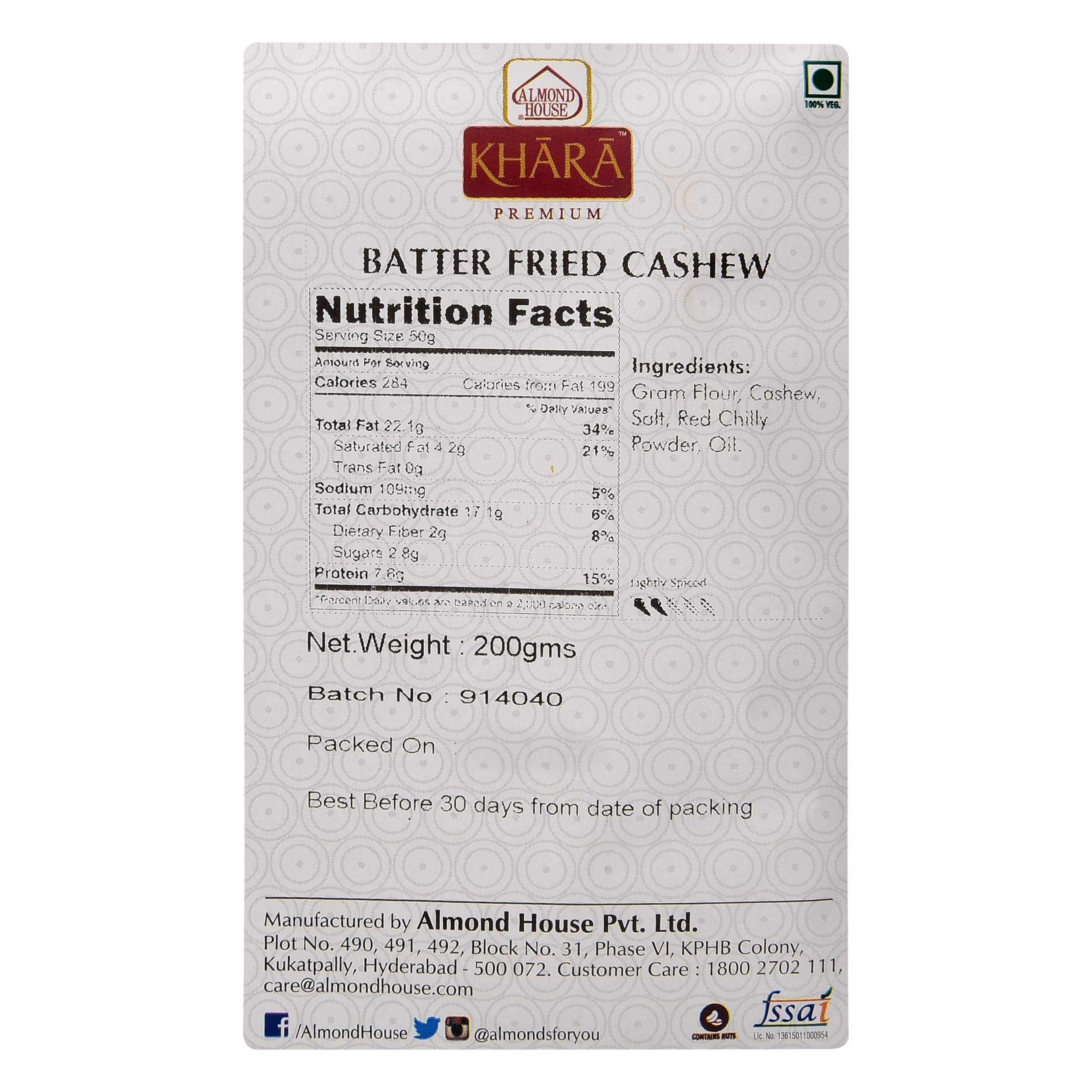 Almond House Khara Premium Batter Fried Cashew Nuts - 200 GMS 2