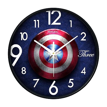 NATUREL Round Shape Wall Clock with Plastic and Glass for Home/Kitchen/Living Room/Bedroom/Office