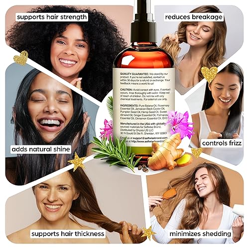 Miniatura 5 de SELFWISE Aceite de batana para el crecimiento del cabello con ricino de romero, 100% puro, orgánico, prensado en frío, sin refinar de Honduras por