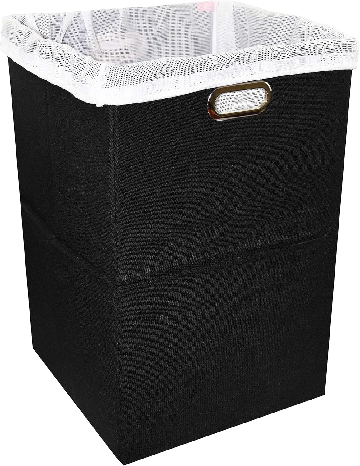 Foldable Large Laundry Hamper With Laundry Bag - Premium Durable Fabric, Plastic Board, Extra-Large Size, Space-Saving & Compact Clothes Basket With Metal Handles (Black)