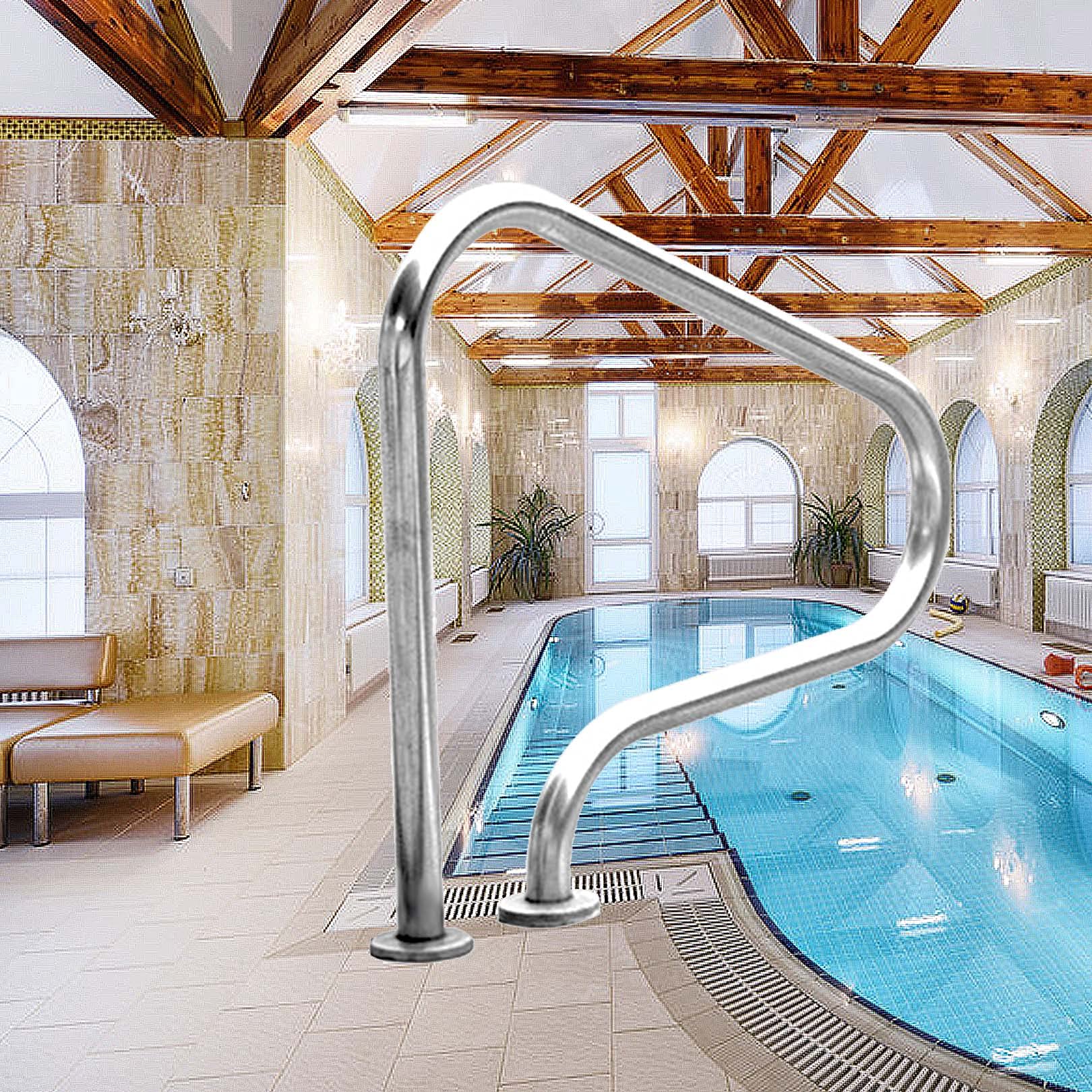 Pool Handrail Pool Safety Handrails, 1 PCS Pool Hand Rail, Hand Grab Rail, Swimming Pool Hand Rails, Easy to Install, 304 Stainless Steel Swimming Pool Stair Rail (Thick 1mm)