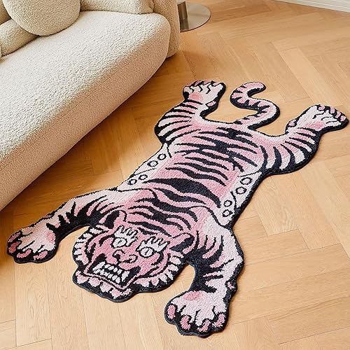 Miniatura 1 de Alfombra de área de tigre tibetano de 5 x 3.3 pies, tamaño XL, lavable a máquina, con respaldo antideslizante de caucho termoplástico (TPR) para
