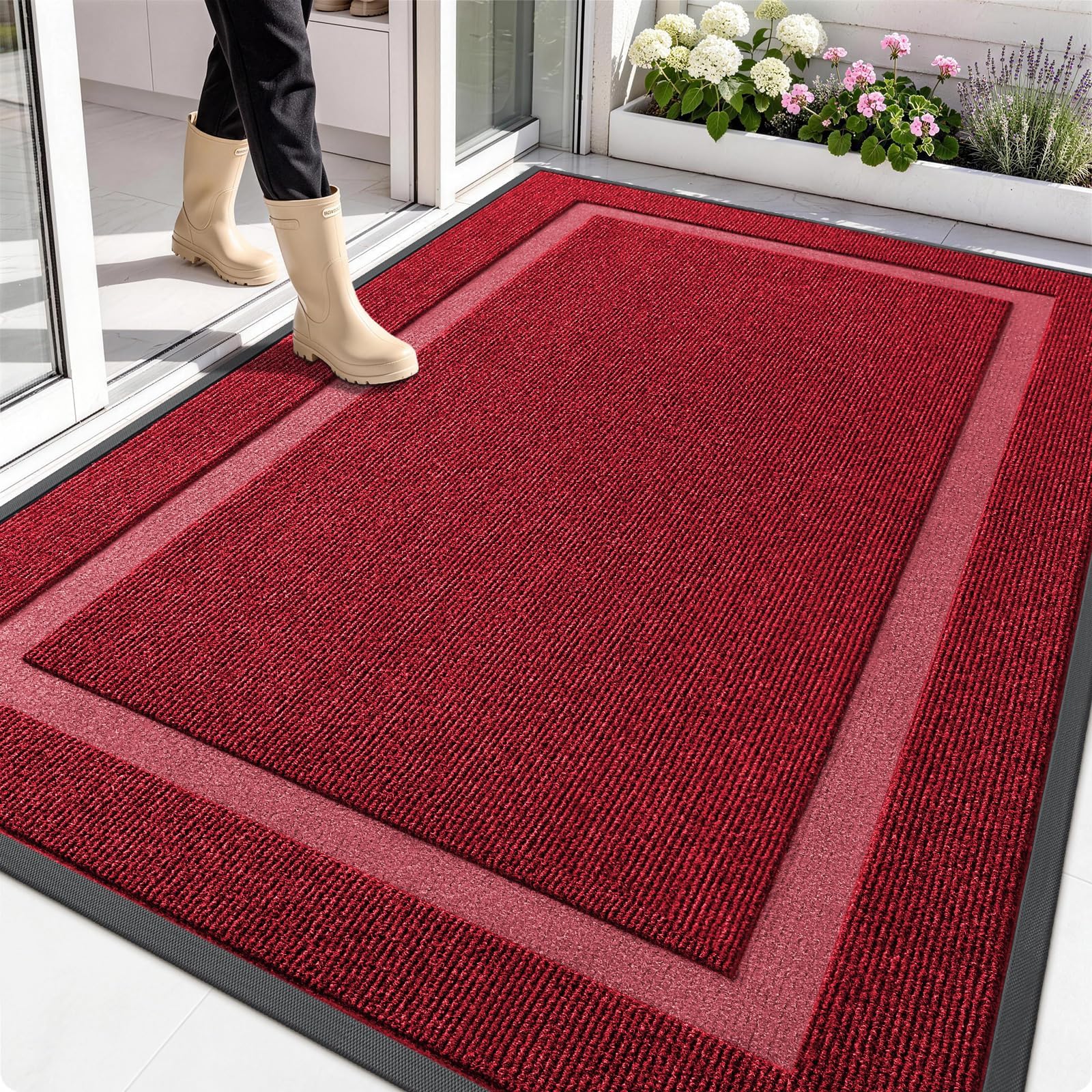 OLANLY Front Door Mat Outside 71x47, All-Season Heavy-Duty Rubber Doormat