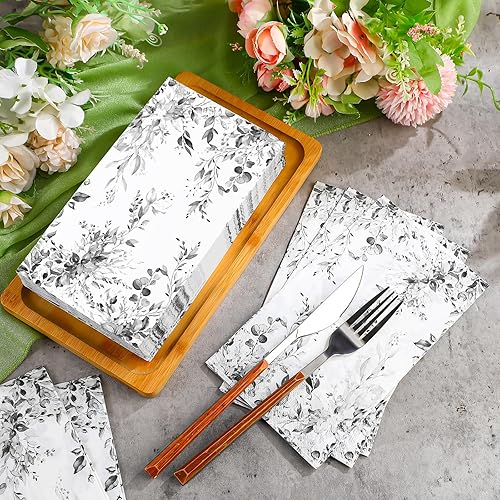 Miniatura 22 de Seajan 200 servilletas de papel de cuervo y gato, toallas de mano desechables para baño, toallas desechables para invitados de primavera y verano