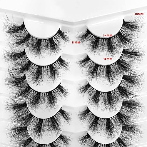 Miniatura 402 de Pooplunch Pestañas postizas de pelo de visón sintético, estilo de ojo de gato, paquete de pestañas postizas naturales esponjosas, paquete múltiple