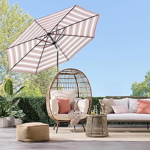 Vista 563 de Best Choice Products - Sombrilla solar de 7.5 pies para exteriores, patio, mesa, mercado, terraza, piscina con inclinación, manivela, luces LED
