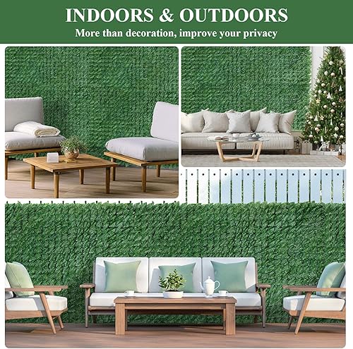 Miniatura 5 de U'Artlines Valla de privacidad de hiedra artificial, setos artificiales más densos y resistentes, decoración de hojas de hiedra sintética, valla de