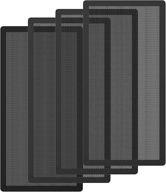 MoKo 140 x 280mm PC Case Magnetic Dust Mesh Filter, 0.5mm PVC Mesh Hole Computer Cooler Fan Dust Filter, Magnetic Frame Dustproof Mesh Filter Cover Fan Filter Grills for Computer PC Case - 4PCS