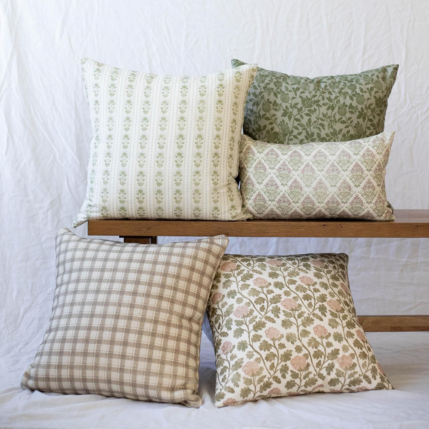 Woven Nook - 5 Pack - Modern & Luxurious Decorative Throw Pillow Covers - Durable Quality & Machine Washable - House Becomes Home (18x18 + 12x20 Lumbar) (18x18)