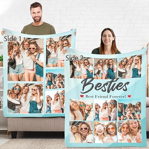 Miniatura 54 de Manta personalizada de doble cara, regalos de Navidad para familiares y amigos, manta personalizada con texto fotográfico para mamá, papá, abuela