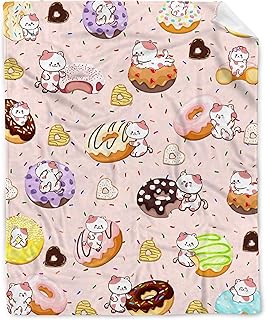 Buyyet Cute Cat Donut Fleece Flannel Gift Blanket Lightweight Soft Throw Blanket Cute Cozy Blanket for Bed Couch Travel Outdoor 30'x 40' for Baby/Pets