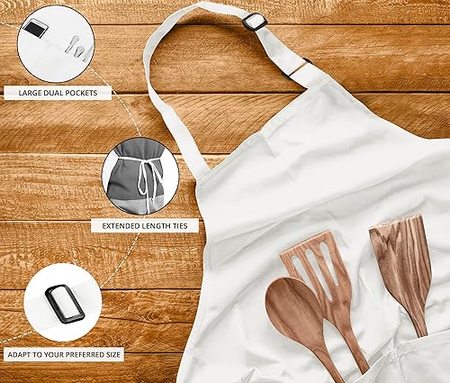 Miniatura 4 de Utopia Kitchen Paquete de 10 delantales ajustables con 2 bolsillos, resistente al agua y al aceite, delantal de chef de cocina para mujeres y hombres