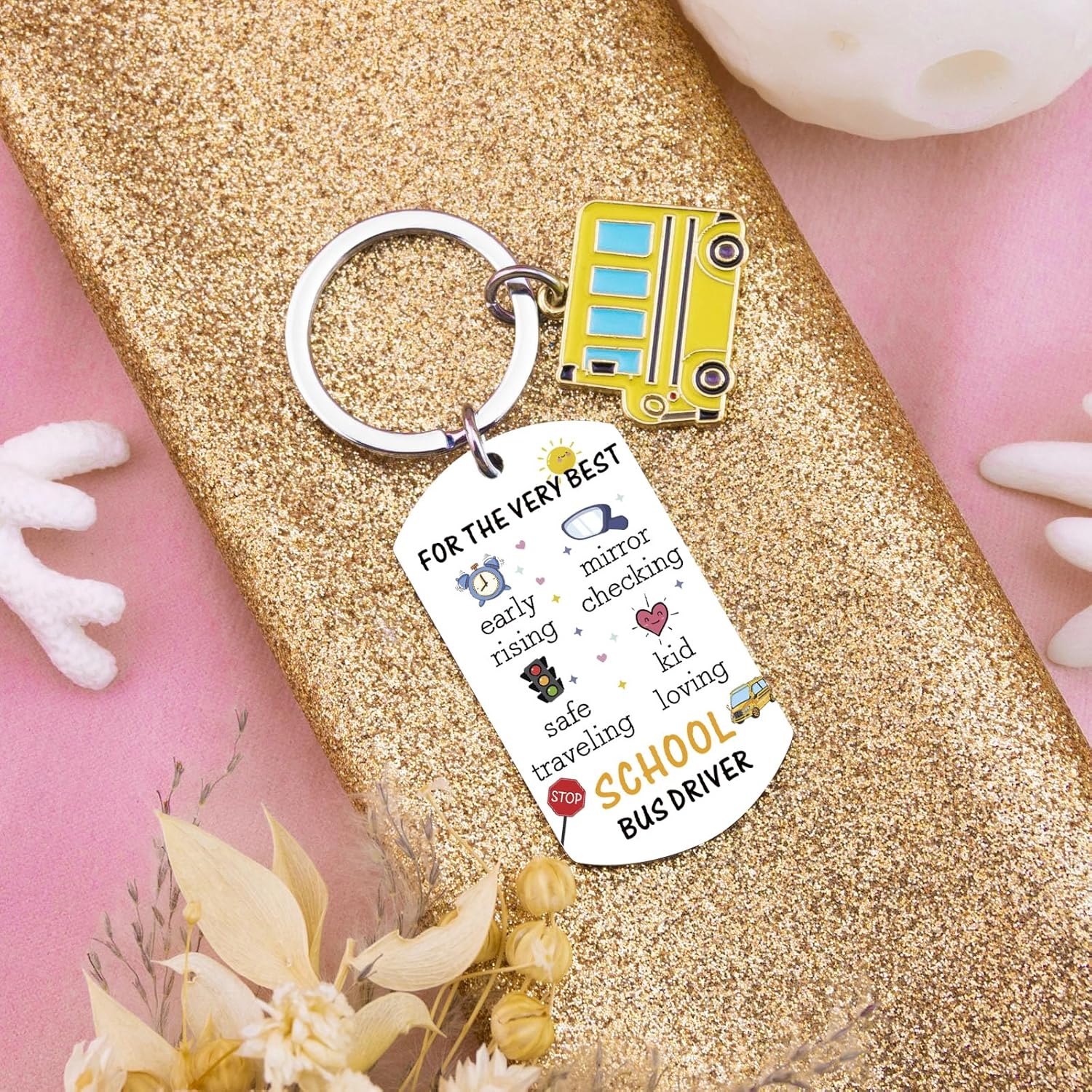 Ibiwe Bus Driver Appreciation Gifts for Women Men School Bus Valentines Keychain Thank You Gift Bus Aide Appreciate Teacher Retirement Gift for Bus Drivers Birthday Thanksgiving Christmas Mothers Day - Image 3