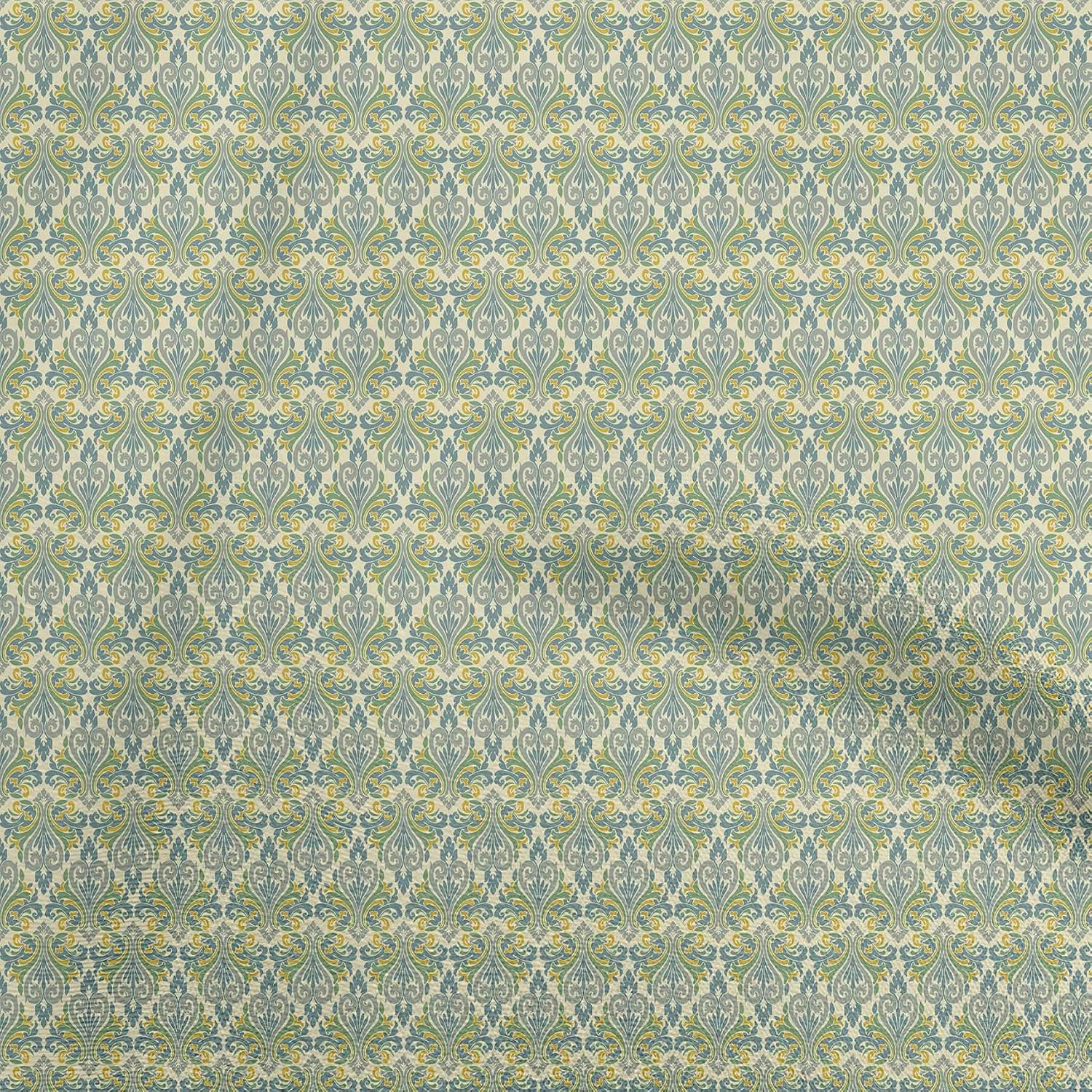 oneOone Cotton Flex Blue Fabric Damask Sewing Craft Projects Fabric Prints By Yard 40 Inch Wide