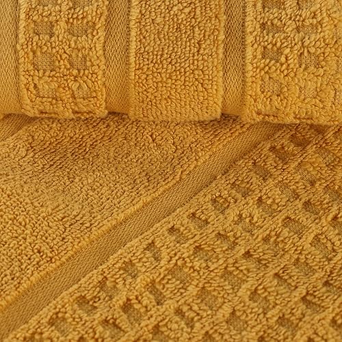 Miniatura 10 de Superior Juego de toallas de algodón de 3 piezas, cero torsión, borde de gofre, artículos esenciales para el baño, ducha, spa, toallas absorbentes