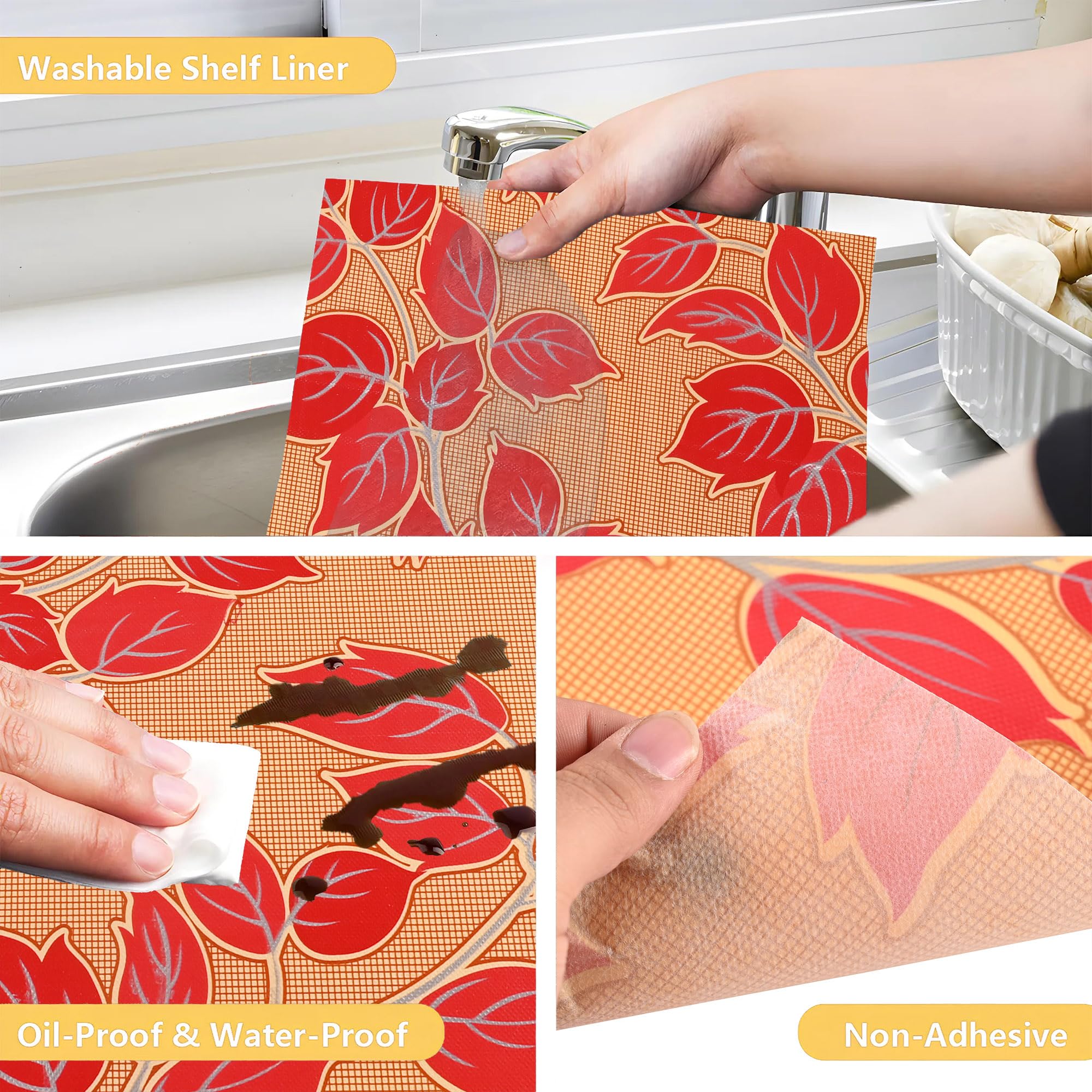 Waterproof Kitchen Mats - Red Flower Shelf Liner -5 Waterproof Kitchen Mats - Red Flower Shelf Liner -5