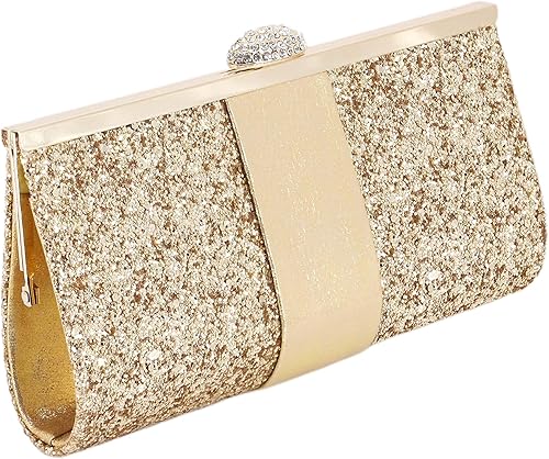 Miniatura 9 de Naimo Bolso de noche con lentejuelas y diamantes de imitación para mujer, elegante bolso de mano con purpurina