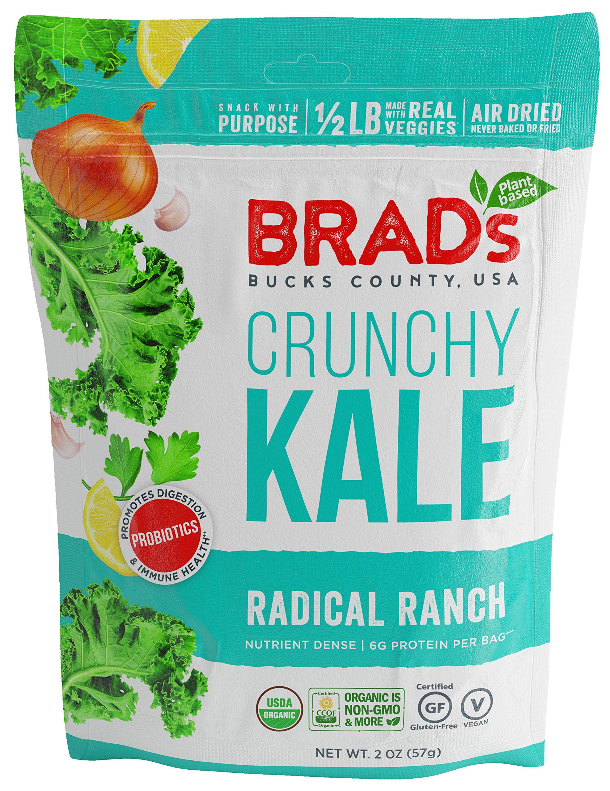 Brad's Plant Based Organic Crunchy Kale, Radical Ranch, 12 CountUSDA Organic