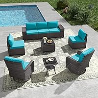 Vista 16 de Kullavik - Juego de muebles para exterior de 6 piezas con sofá modular de ratán de polietileno, color negro