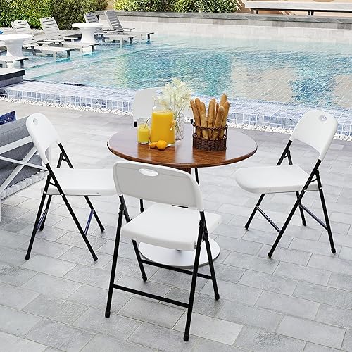 Miniatura 5 de Sillas plegables, silla plegable de plástico, sillas plegables de metal resistente de plástico para exteriores, asiento comercial plegable