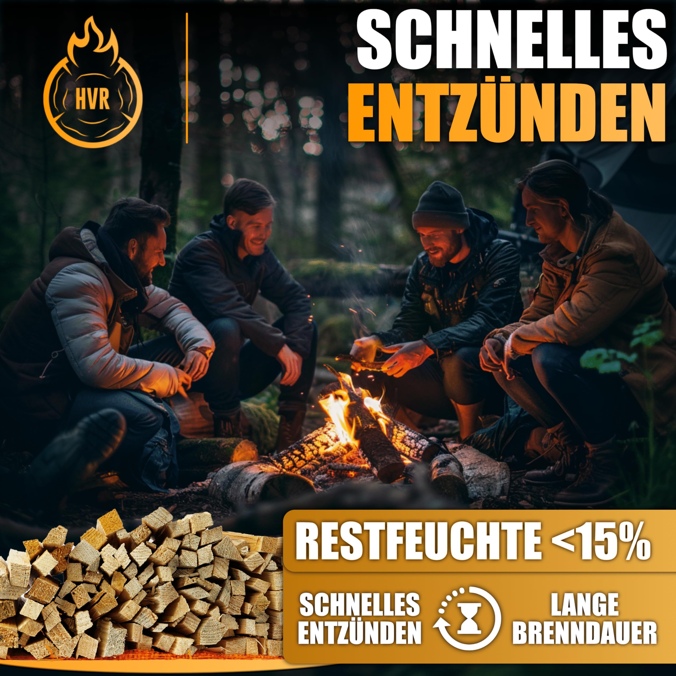 HVR 30 kg Anzündholz – Trockenes, naturbelassenes Anfeuerholz aus eigener Forstwirtschaft – 20 cm Länge – Restfeuchte unter 15% – Made in Germany