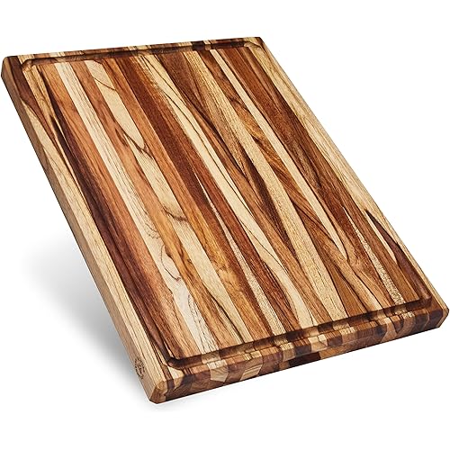 Sonder Los Angeles Bradbury Wood Cutting Board | Teak Edge Grain Cutting Board for Kitchen with Juice Groove & Sorting Compartments for Charcuterie | Gift Box Included | 20x15x1.5 in