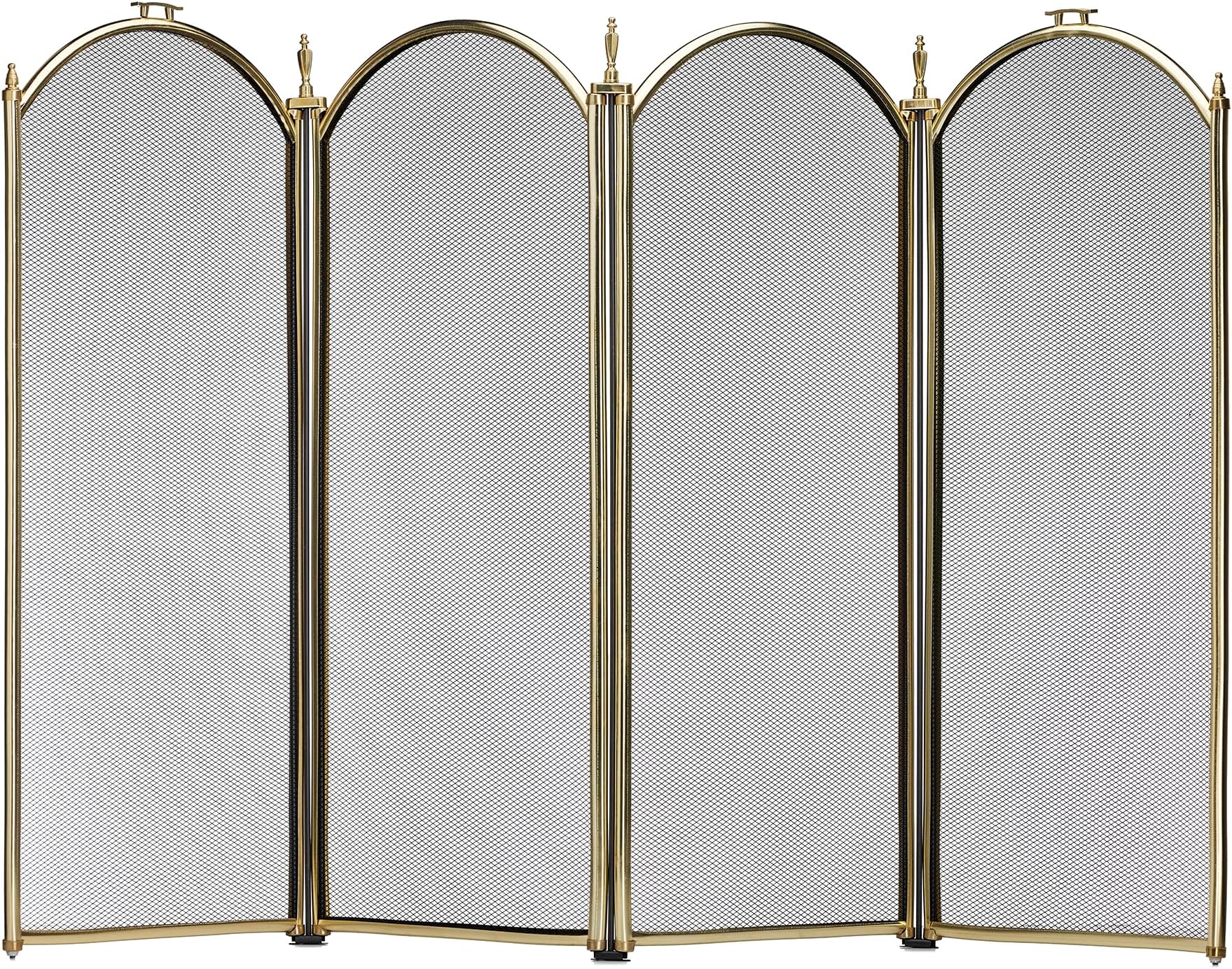 UniFlame, S41010PB, 4 Fold Polished Brass Fireplace Screen