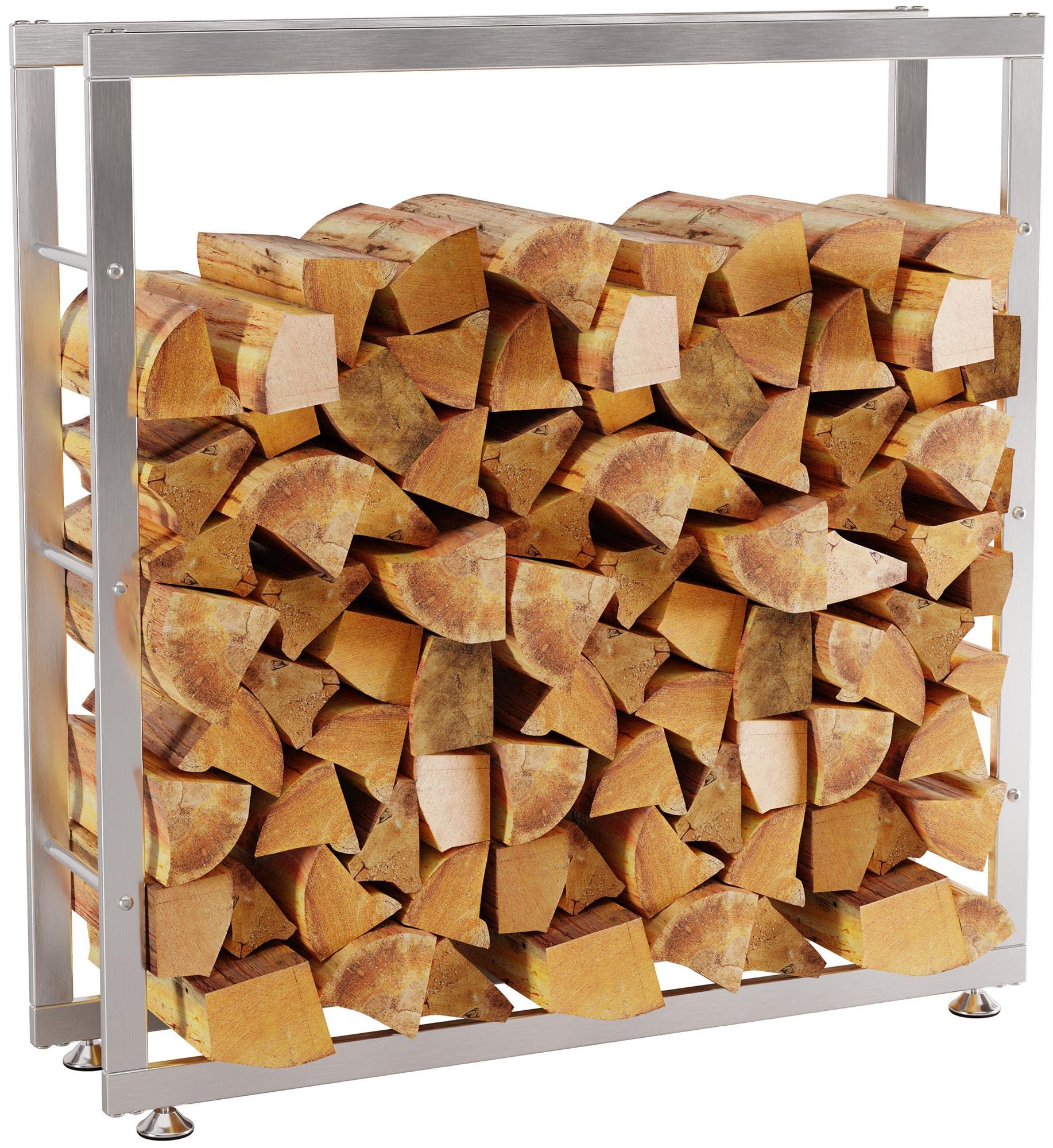 CLP Scaffale per Legna da ardere Keri in Acciaio Inox I Scaffale per Legna da ardere con Protezioni per Il Pavimento, Colore:Acciaio Inossidabile, Dimensione:25x100x100 cm