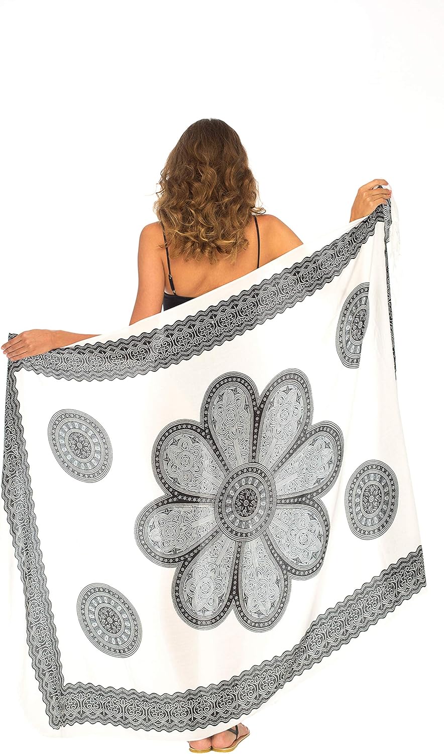 SHU-SHI Womens Beach Swimsuit Cover Up Flower Sarong Wrap with Coconut Clip - Image 7